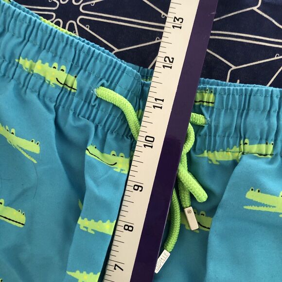 New CAPELLE mens swim trunks crocodile print M blue green lined summer beach - Picture 4 of 8